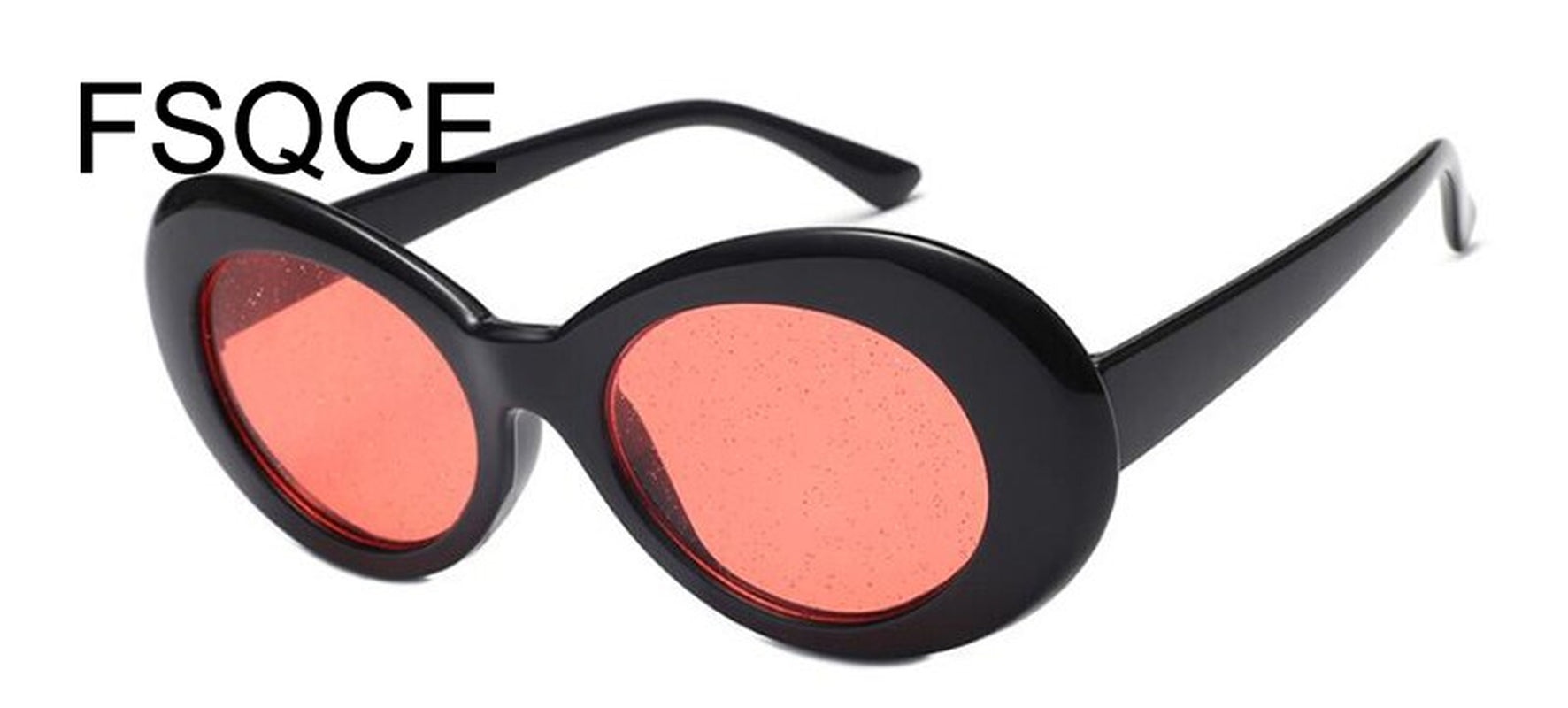 Women Oval Sun Glasses Glitter Lenses Eyewear Candy Colorful Classic Transparent Frame Sunglasses UV400 Retro Pink Sunglass