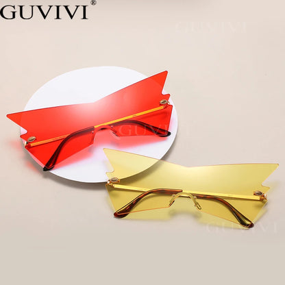 Irregular Rimless Punk Sunglasses Women Luxury Brand Designer Eyeglasses Female Eyewear Retro Triangle Shades UV400 Men Glasses