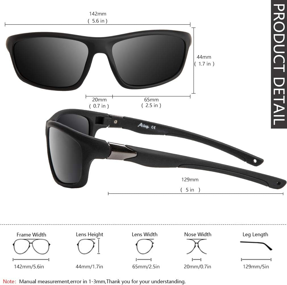 Polarized Sports Sunglasses for Men Driving Fishing Running Cycling Glasses 100% UV Protection