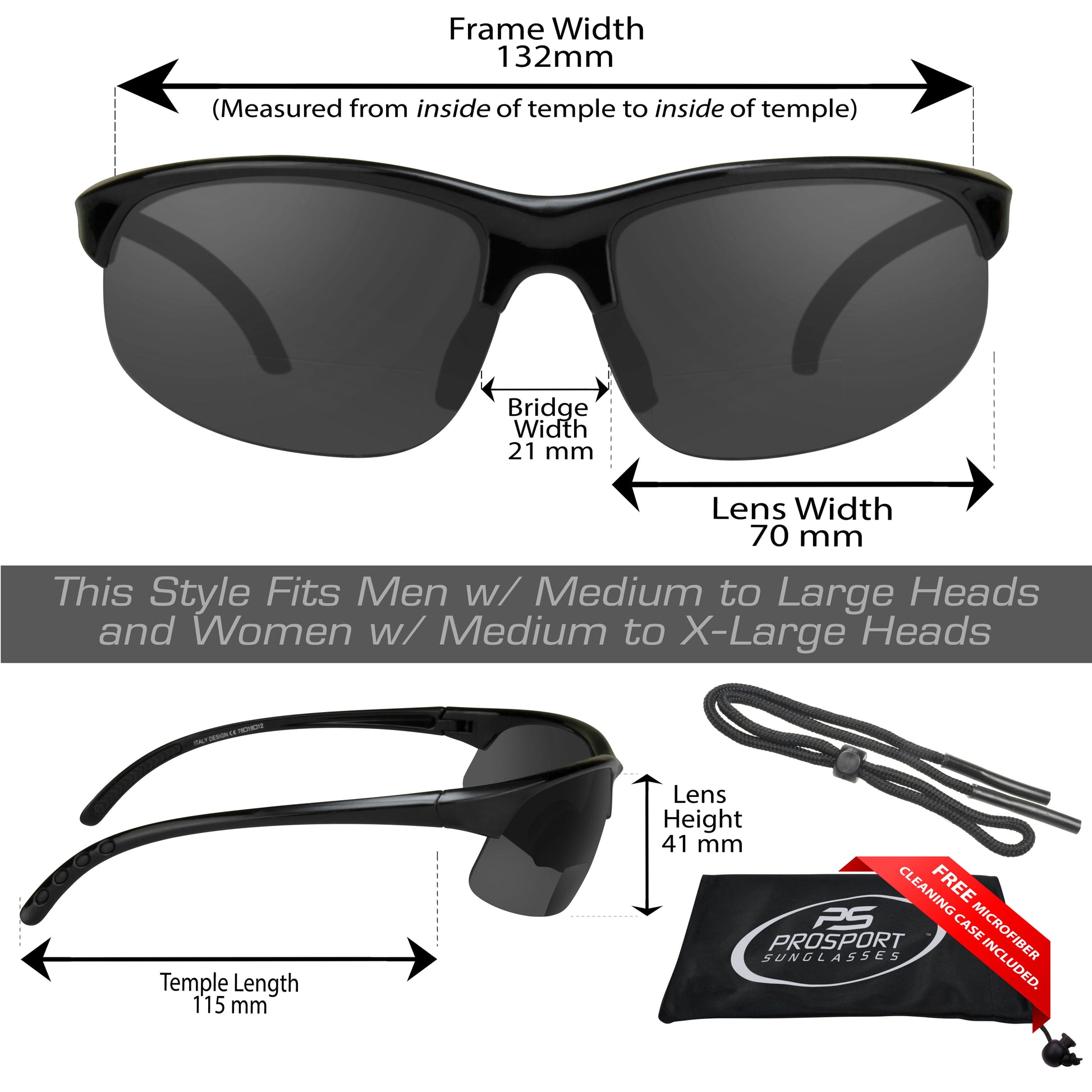 BIFOCAL Sunglass Sun Reader Sport Wrap around Outdoor Gray Men Women