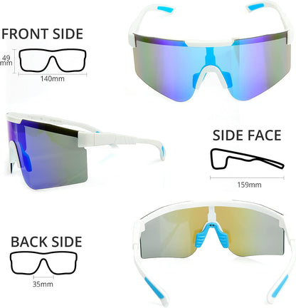 Baseball Sunglasses, Cycling Sunglasses with 3 Interchangeable Lenses, UV 400 Polarized Sunglasses