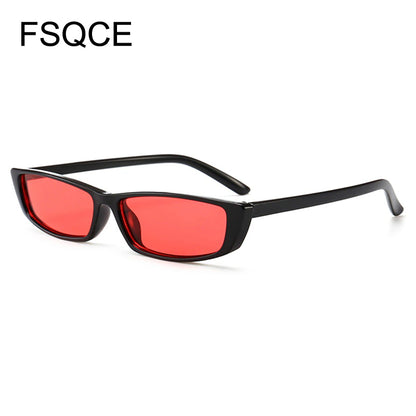 Vintage Rectangle Sunglasses Women Brand Designer Small Frame Sun Glasses Retro Black Eyewear Narrow Sunglass Weird UV400